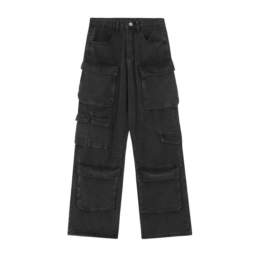Men’s Punk Wash Denim Cargo Pants