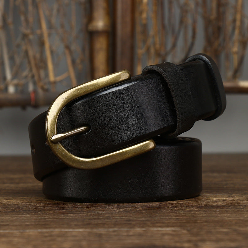 Wide Copper Buckle Trendy Fashion Retro Belt For Men