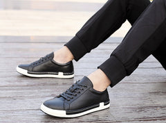 Men’s Handmade Low-Top Casual Sneakers – Comfortable Leather Style Everyday Shoes