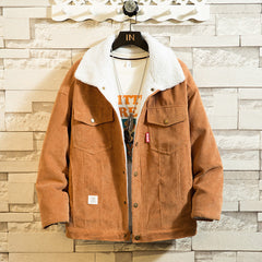 Lamb Wool Men's Corduroy Cotton-Padded Jacket