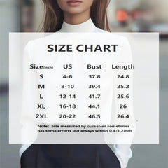 Women’s Solid Color Turtleneck Blouse – Long Sleeve Pleated Shirt for Office & Formal Wear