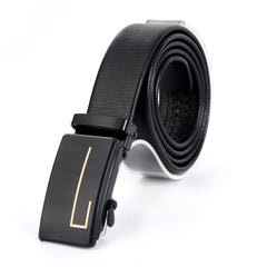 Men's Automatic Buckle Belt Mirror Acrylic Iron Button Business Casual Belt