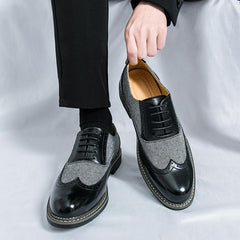Men's Fashion Brogue Leather Shoes – Korean-Style Casual Formal Wear