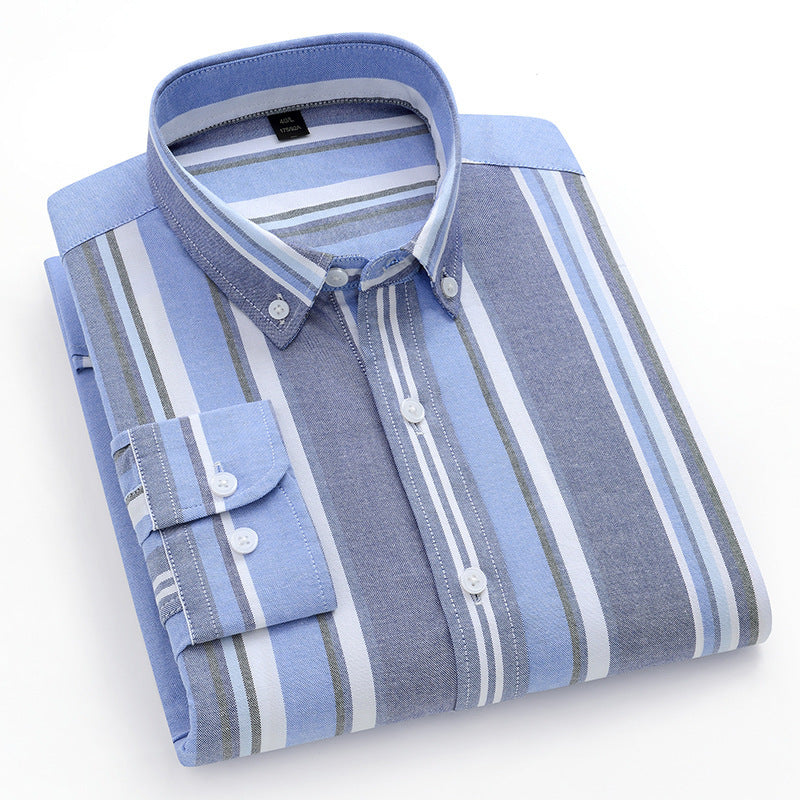 Striped Cotton Oxford Anti-wrinkle Business Casual Shirt For Men
