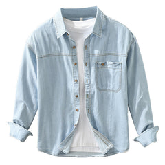 Japanese-style Retro Denim Long Sleeve Shirt Men