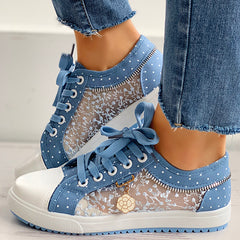 Floral Embroidered Polka Dot Print Sneakers – Stylish & Comfortable Shoes