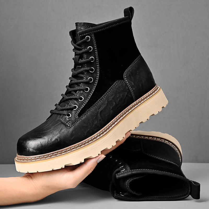 Trendy Men's High-Top British Style Working Boots