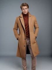 Men’s Mid-Length Trench Coat – Slim Fit Fall & Winter Overcoat