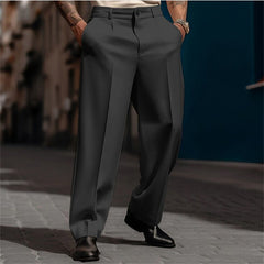 Men’s Formal Suit Pants – Breathable Solid Color Straight-Fit Trousers with Diagonal Pockets for Office & Daily Wear