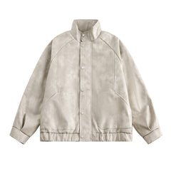 Solid Color Leather Clothing With Stand Collar Coat For Men Spring And Autumn