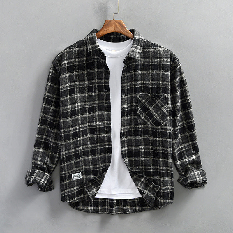 Men's Retro Plaid Long Sleeve Casual Shirt