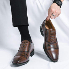 Men’s Square Toe Leather Shoes – Breathable British Business Style