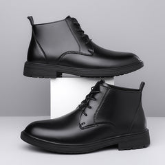Retro Lace Up Denim Trendy Mid-Length Warm Non-slip Men's Martin Boots