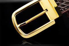 Genuine Leather Crocodile Skin Business Casual Men's Pin Buckle Belt