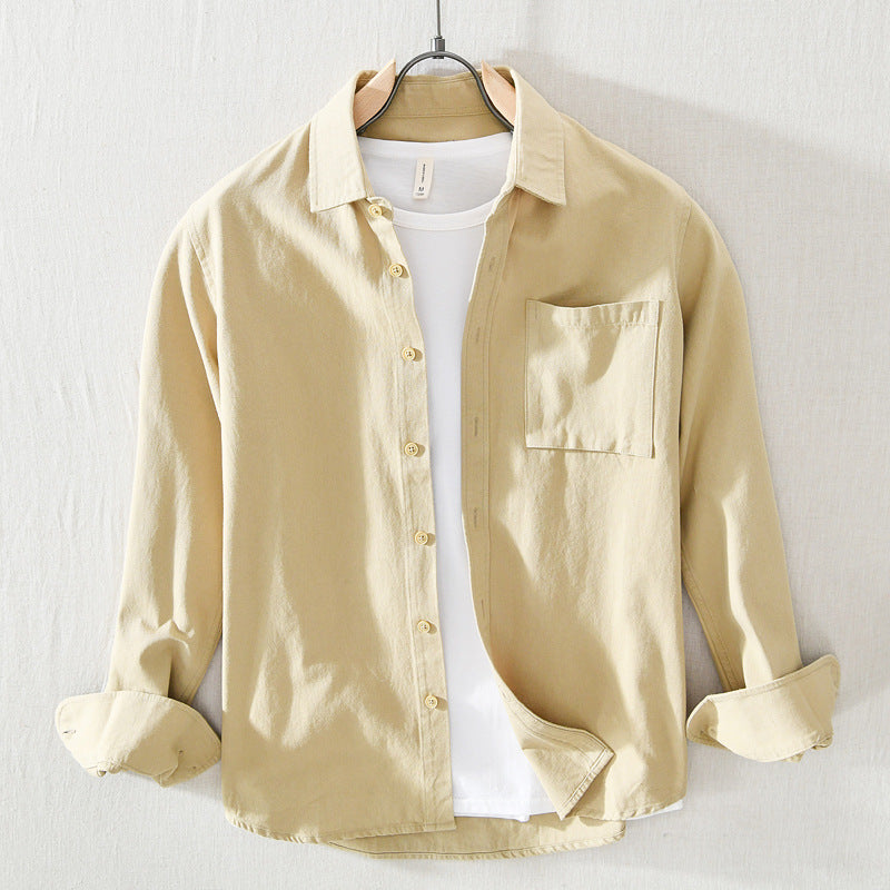 Spring And Summer New Single Pocket Long Sleeve Casual Shirt