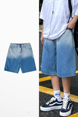Gradient Denim Shorts Men''s Versatile Ins Loose Casual High Street