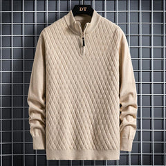Men's Fall Winter Half Zip Sweater Diamond Lattice Sweater