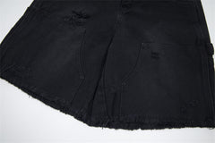 Fashion Washed Hole Denim Shorts Men