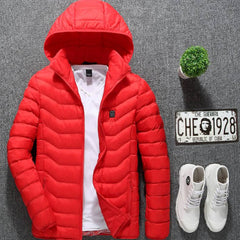 Men’s Plus Size USB Heated Jacket – Electric Winter Puffer Coat
