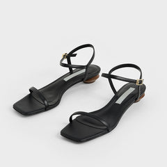 Women's One-strap Square Toe Low Heel Sandals