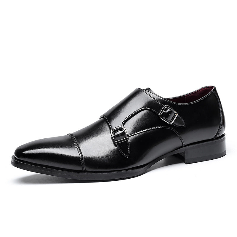Men's British Style Leather Monk Strap Business Shoes