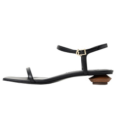 Women's One-strap Square Toe Low Heel Sandals