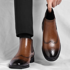 British Vintage Fleece-Lined Formal Business Boots For Men