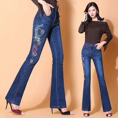 Floral Stitch Skinny Denim