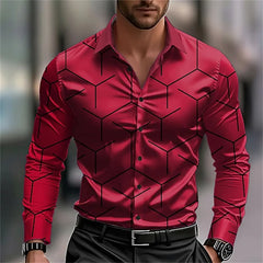 Men’s 3D Print Business Casual Shirt – Long Sleeve