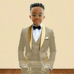 Oil Green Boys Suit 3-Piece – Kids Wedding Tuxedo with Jacket, Pants & Vest