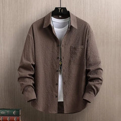 Men Casual Shirts For Daily Wear Smart Casual Single Breasted Full Sleeve Solid Color Turn Down Collar Spring And Autumn