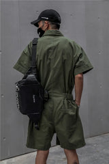 Men’s Black Cargo Overalls – Streetwear Utility Jumpsuit