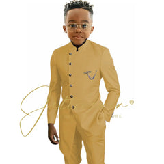 Royal Blue African Design Boys Suit – Kids Wedding & Formal Tuxedo Set
