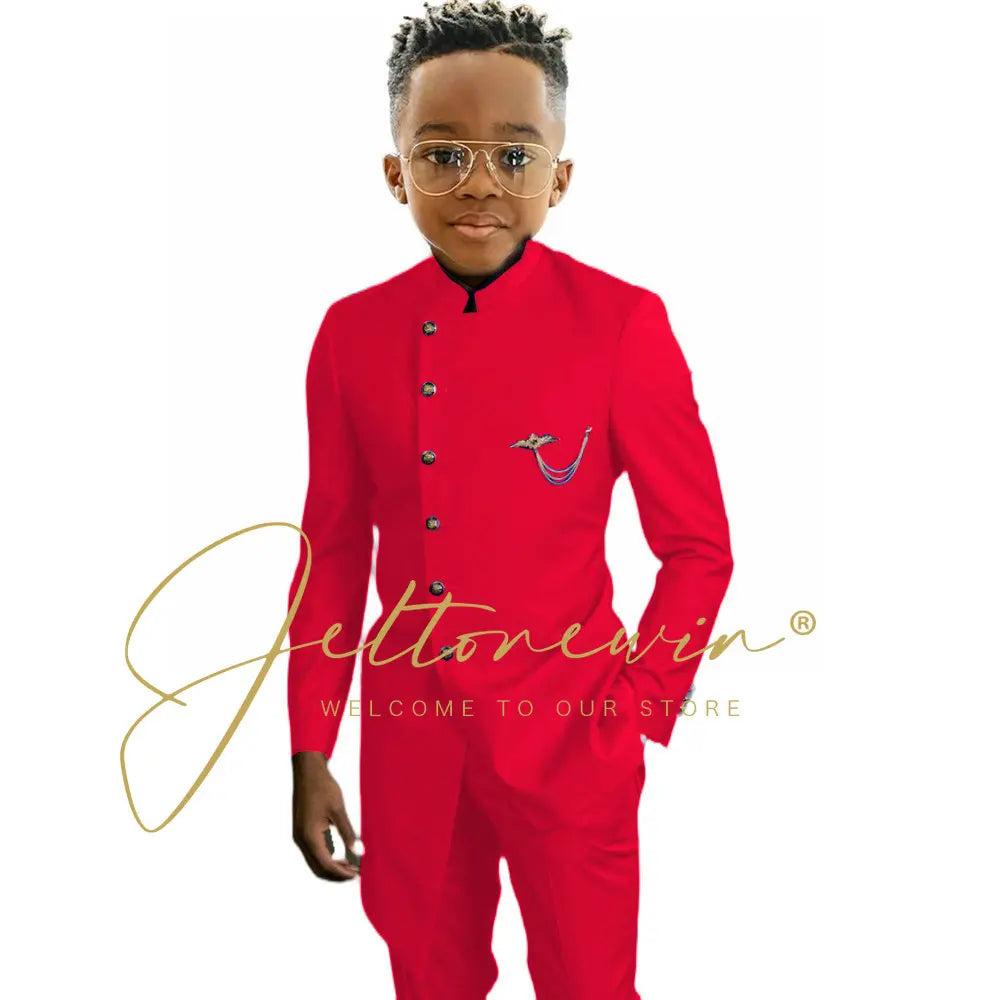 Royal Blue African Design Boys Suit – Kids Wedding & Formal Tuxedo Set