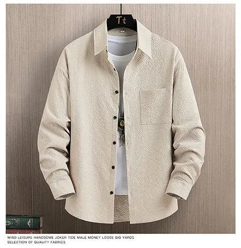 Men Casual Shirts For Daily Wear Smart Casual Single Breasted Full Sleeve Solid Color Turn Down Collar Spring And Autumn