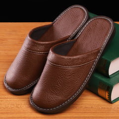 Men’s Leather Slippers – Four Seasons Indoor House Shoes