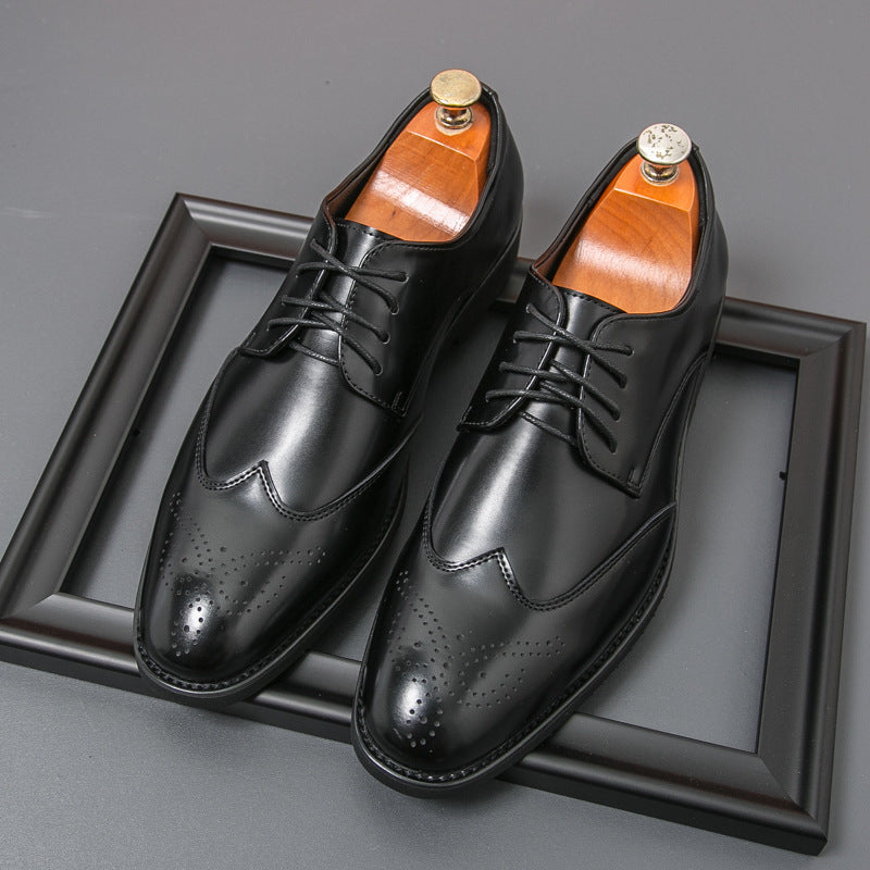 Men's Cowhide Leather Pointed Formal Wear Shoes