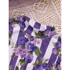 Toddler Girl Outfit – Purple Rose Print Spring/Fall Stripe Top with Belted Skirt Set for Holidays & Going Out