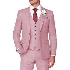 Men's Solid Color Business Jacket Vest Pants Set