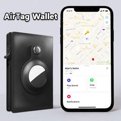 Airtag Anti-Theft Bullet Card Bag Multi-Functional RFID Card Holder Men's Leather Slim Wallets