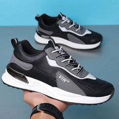 Men’s Color Block Mesh Sneakers – Fashion Casual Lace-Up Outdoor Running Sports Shoes