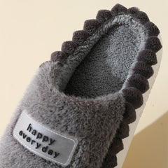 Men’s Winter Fleece Slippers – Thick-Soled Color-Block Indoor Shoes