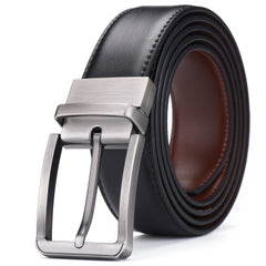 Men's Leather Rotating Pin Buckle Cowhide Belt