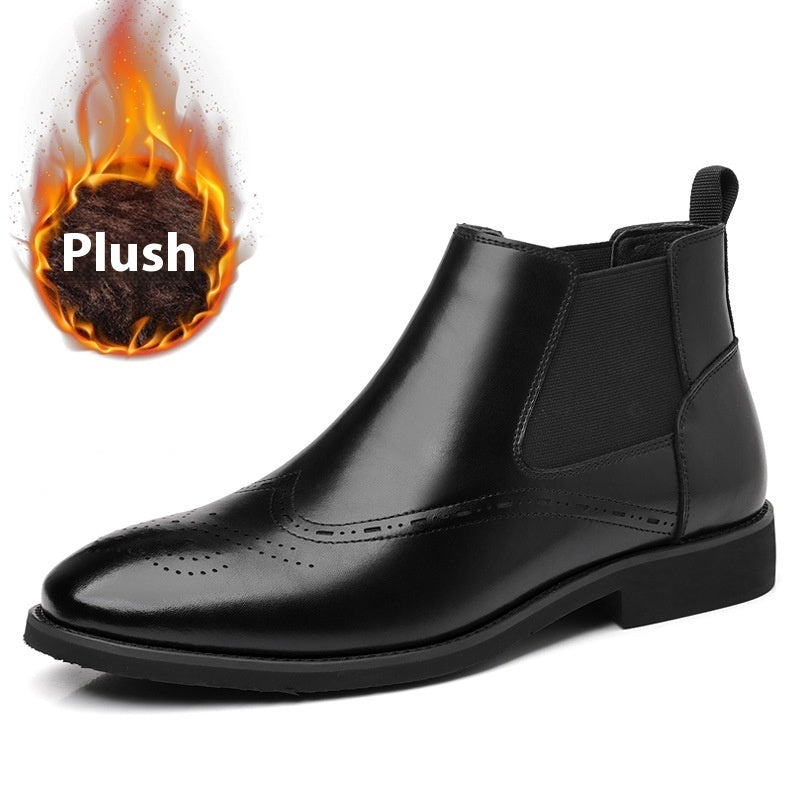 British Vintage Fleece-Lined Formal Business Boots For Men