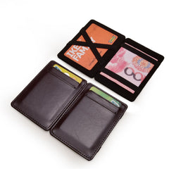 Flip PU Magic Business Card Holder Wallet For Men