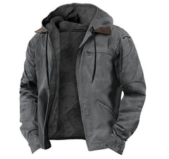 Men’s Hooded Fleece Zip-Up Jacket – Winter Warm
