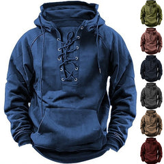 INS Lace-Up Hoodie for Men – Casual Sports Sweatshirt with Pockets, Long-Sleeve Comfortable Top