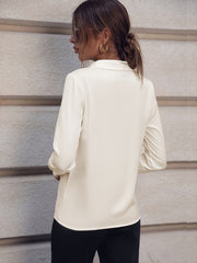 Women’s Elegant Business Shirt Long Sleeve Top with Pearl Buttons for Office & Formal Wear