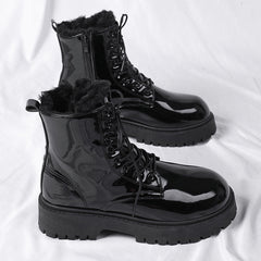 Black Working Wear British Style Casual Leather Boots For Men