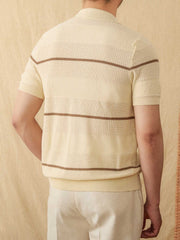 Lapel Casual Fashion Cotton Linen Short Sleeve Knitted Cardigan